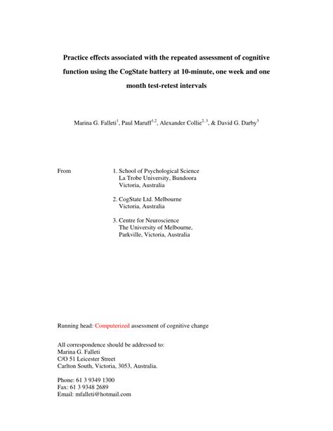 Practice Effects Associated With Repeated Assessment of a Clinical Test.